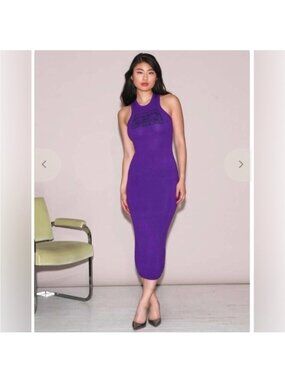 Purple Sleeveless Bodycon Midi Dress